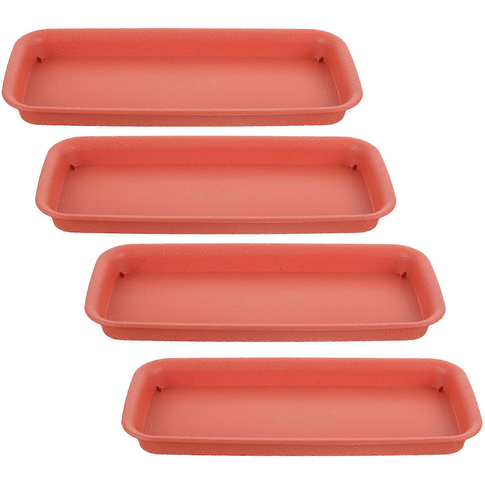 4pcs Rectangular Plant Trays Leak Water Catchers for Indoor Outdoor Flower Pots Protecting Floors Stable Base for Houseplants and Succulents