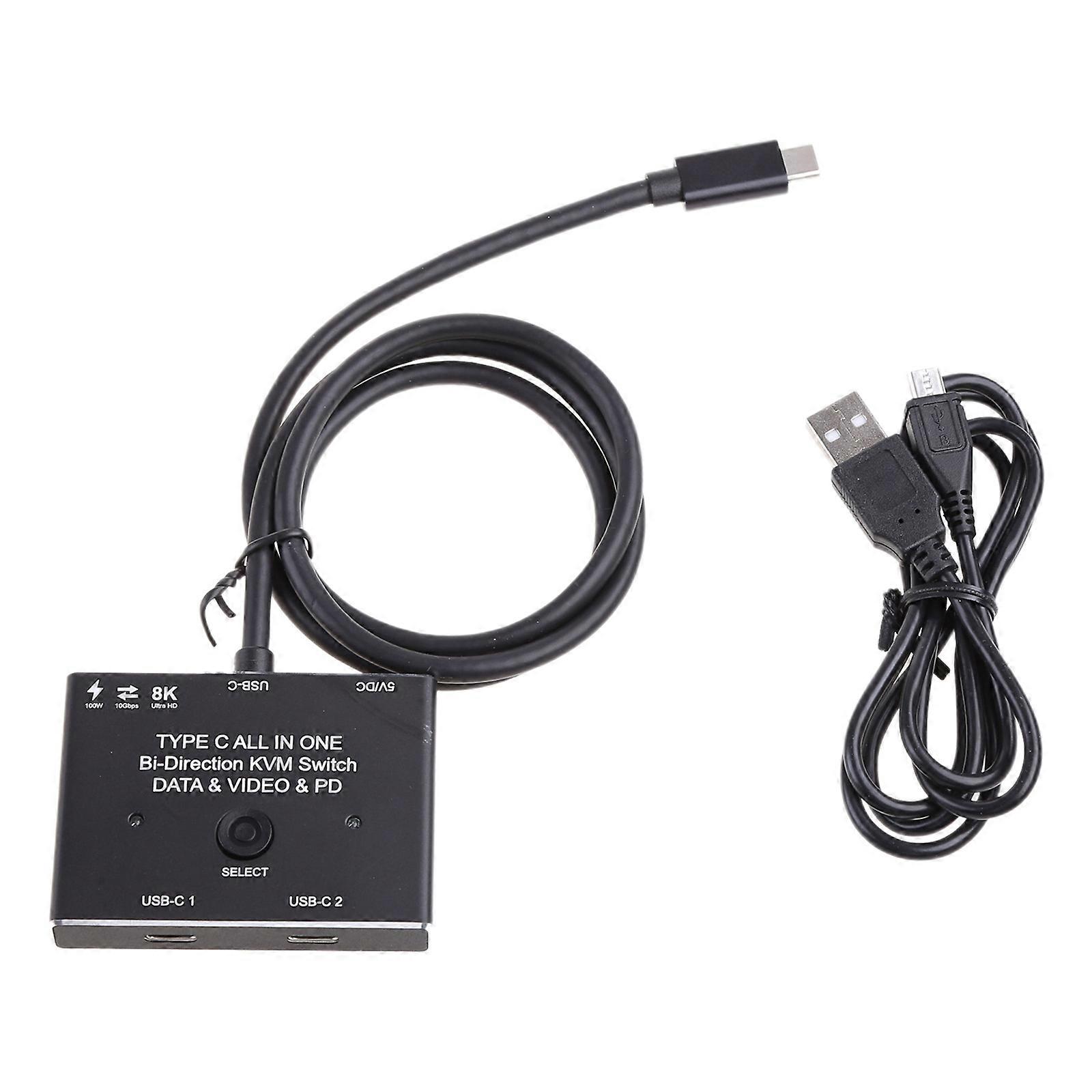 Usb C 1 in 2 Out Two-way Switcher Notebook Type C Video Data Transmission Charging Switch 2 In 1 Out 8k 60hz