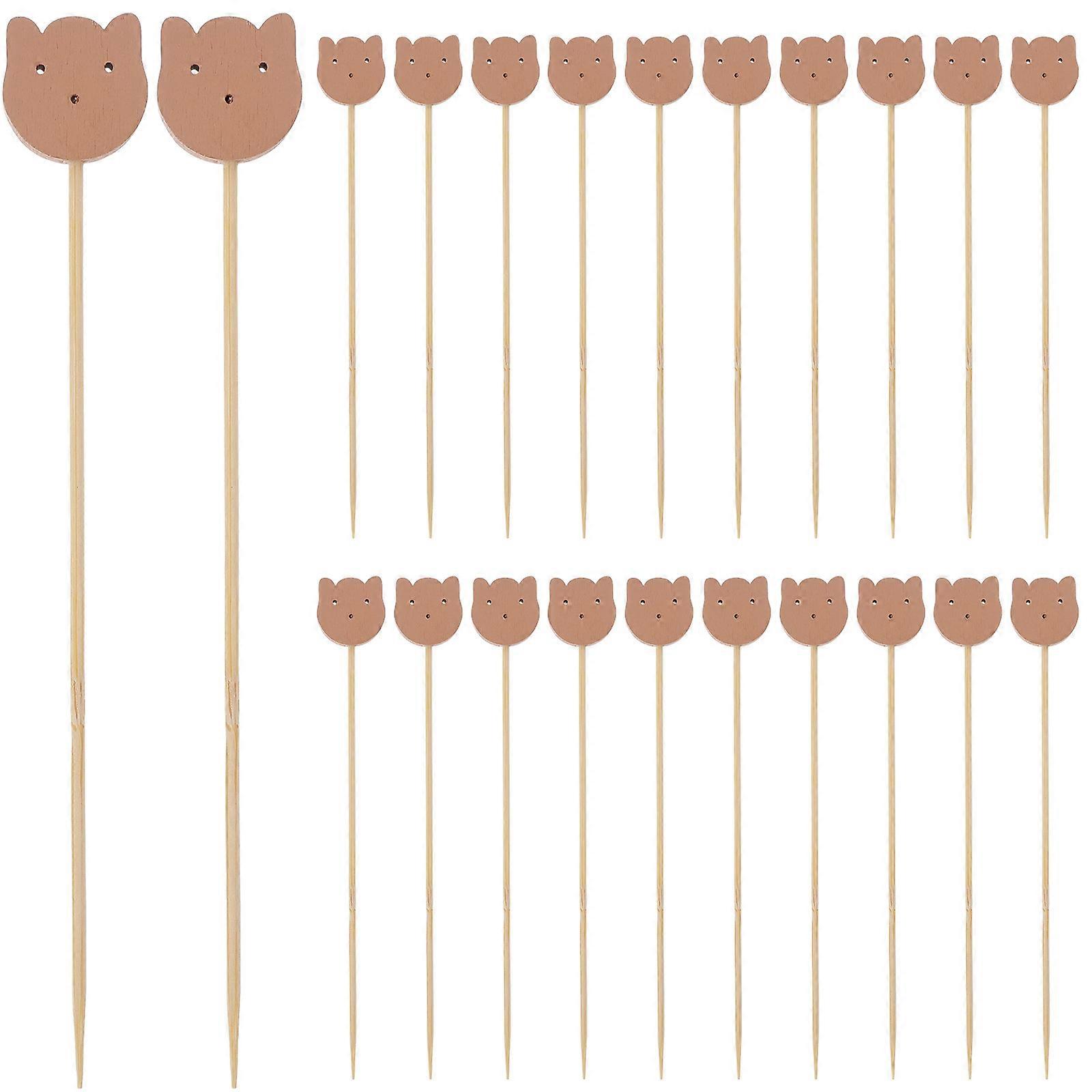 Stylish Bear Bamboo Toothpicks for Parties, Multi-Purpose Cocktail Picks for Use