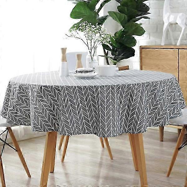 Nordic Style Round Table Cover, Dustproof Cotton and Linen Tablecloth for Round Tables, Perfect for Weekend Dinners