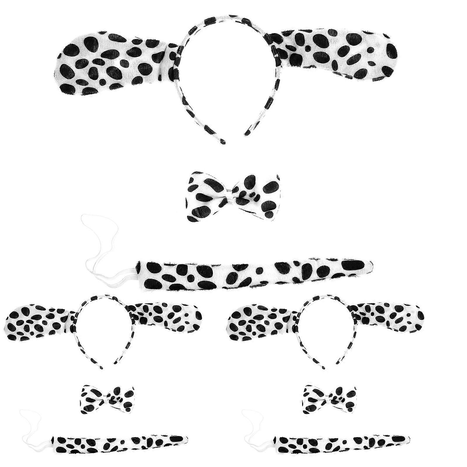 The **3Sets Dalmatian Costume Dog Ears Headbands, Bow Tie, and Tail** is a fun and playful accessory set designed for adults to wear at Halloween