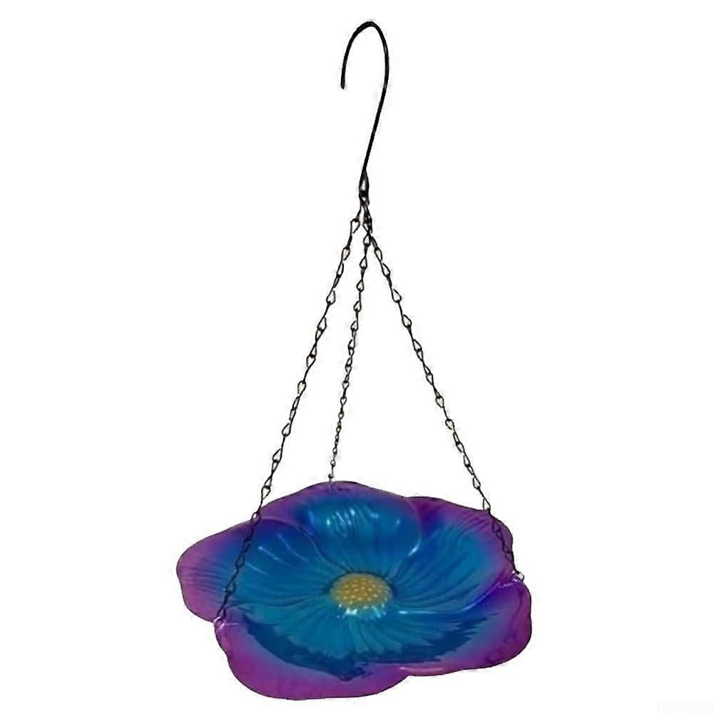 Decorative bird bath for hanging, enjoy nature with a beautifully designed feeder (blue)