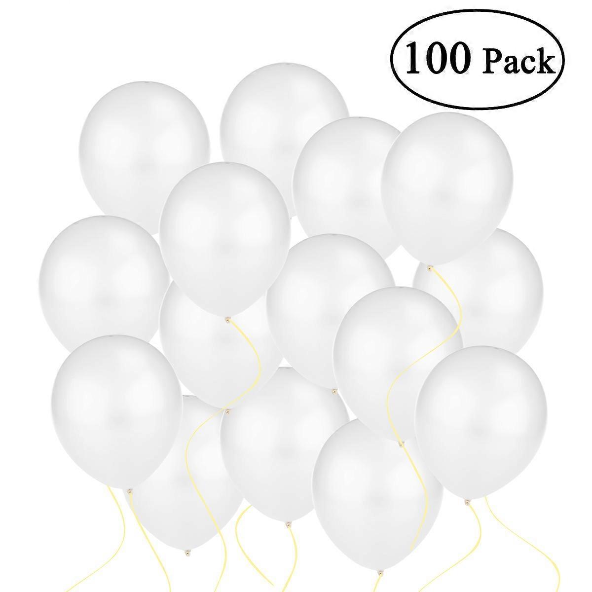White Latex Balloons Nuolux 12 Inch Shiny Metallic For Events Party Planners 100Pack