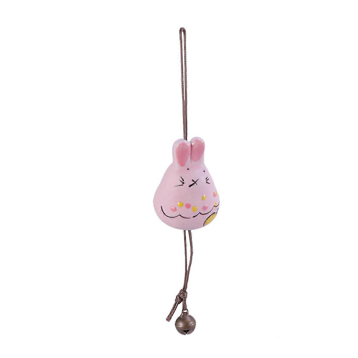 Ceramic Bells Rabbit Wind Chime Outdoor Use Car Decor Sound Producing 1Set