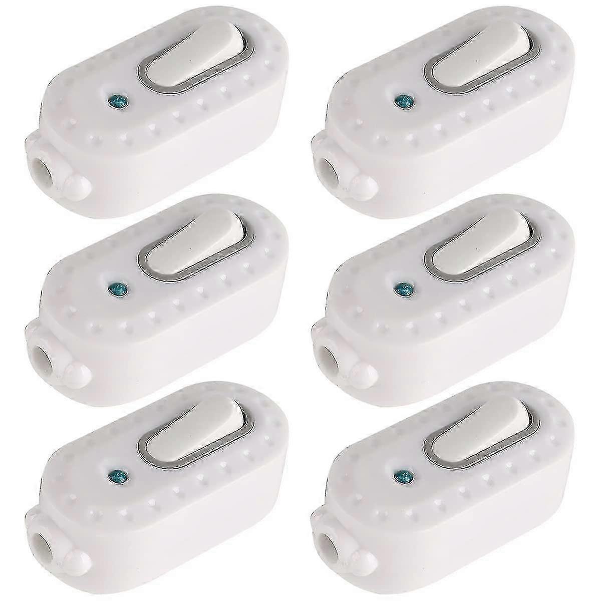 6pcs 6a Compact Plastic On/off Toggle LED In-line Cord Light Switch with Indicator Light, Suitable for Various Electrical Needs