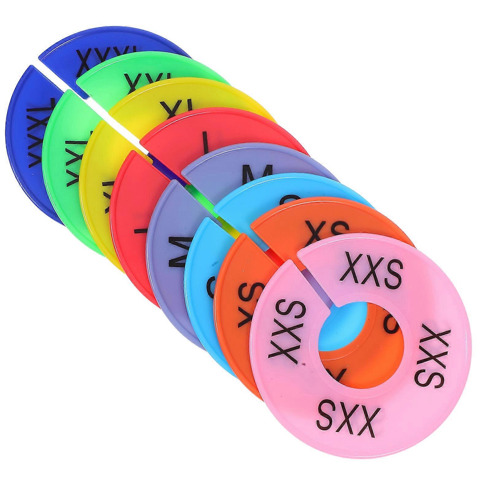 クローゼットは、ワードローブの仕分けとクローゼットの整理のための丸いプラスチック衣類サイズの仕切り8個を供給します