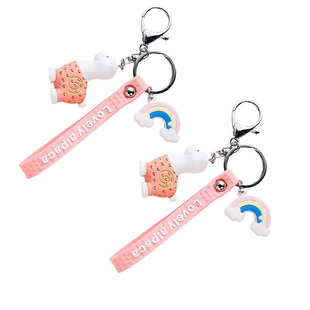 Cool Keychains Alpaca Shaped Keychain Orange Resin Bag Hanging Decoration 2Pcs