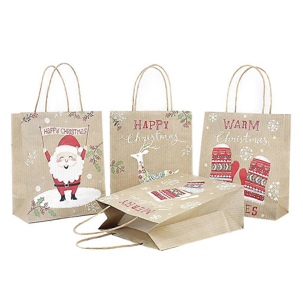 Godispåse Kraftpapperspåse Xmas-tema Design för julgodis rektangulär 25,5 * 21cm förvaring 10st