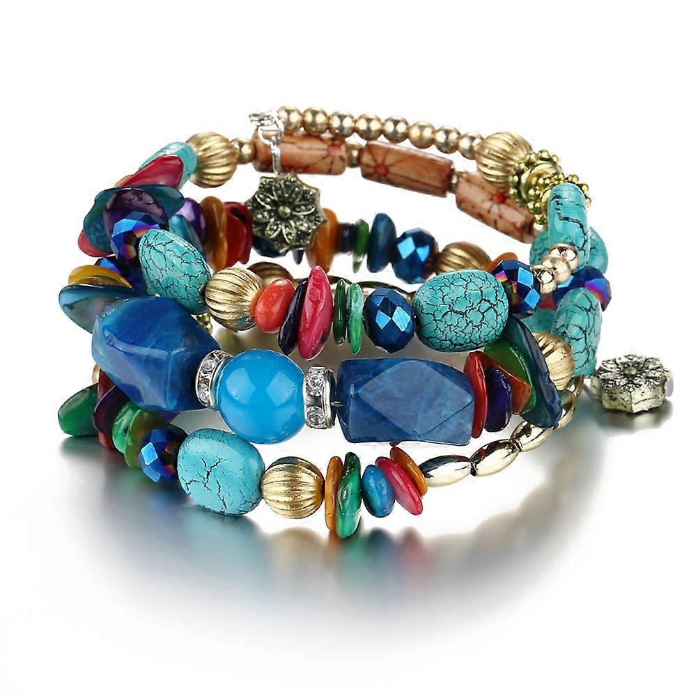 Beaded Bracelet Wrapped Multi Layer Bangle Bracelet Assorted Color 8.3X0.4X0.4in present For Women 1Set