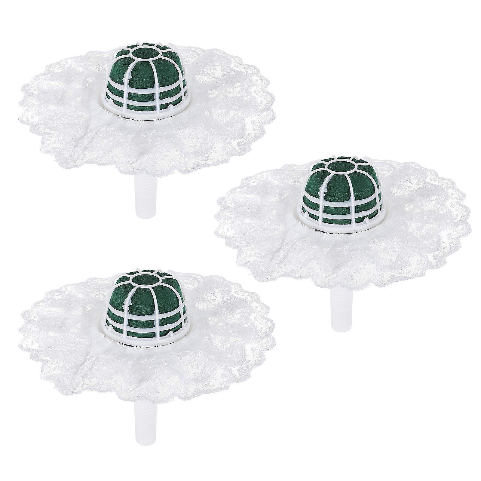 3 Sets Wedding Bouquet Handle with Lace Floral Holder for Bride – Lightweight & Portable Fresh Flower Support Design for Weddings Including Burlap &