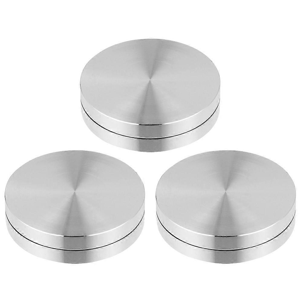 Turntable Table Bearing 3Pcs Aluminium Alloy For Baking And Display 360 Degree Rotation 12mm Height Silver Color