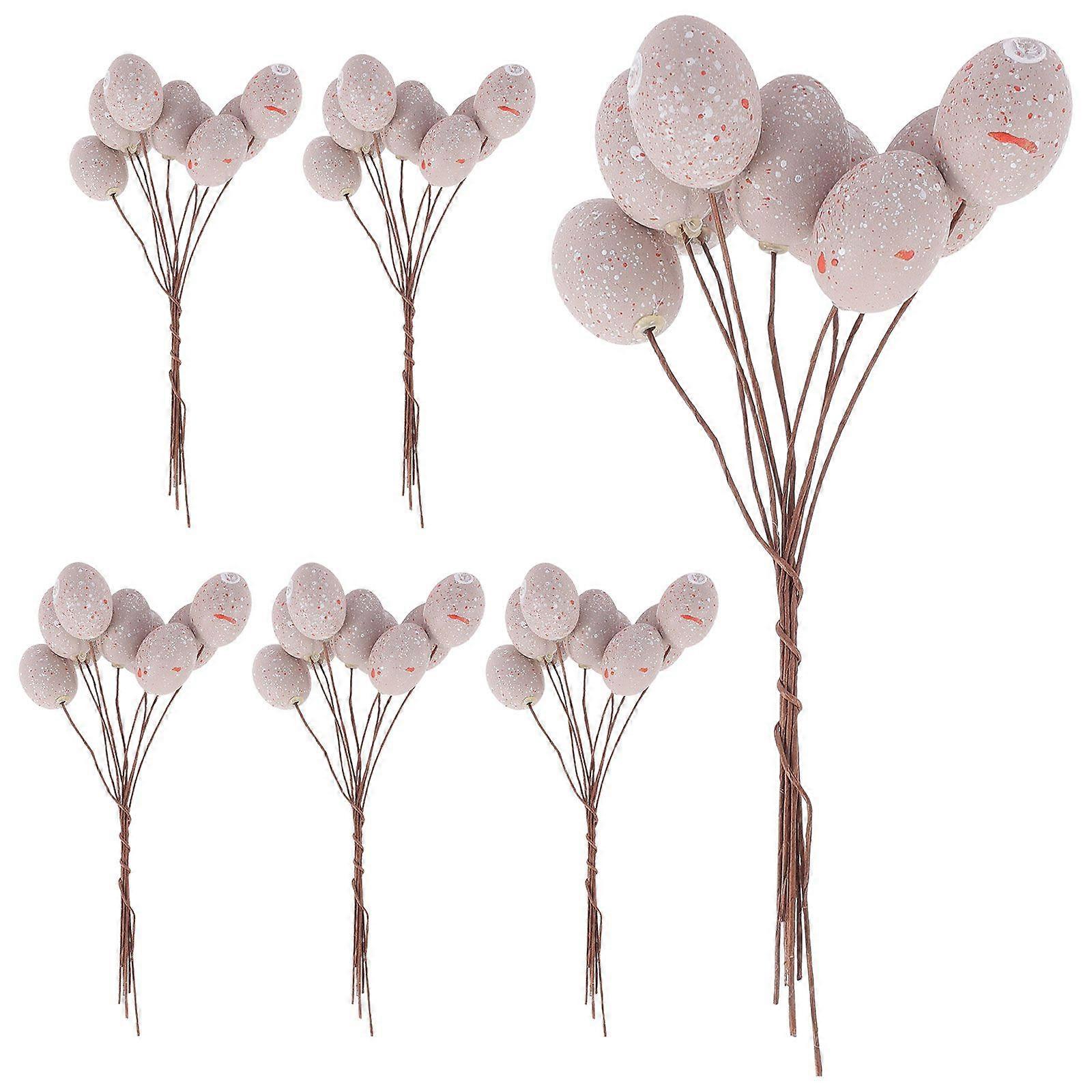 6pcs Decorative Easter Home Egg Stems Bouquet Easter Party Egg Bouquet Easter Party Decoration