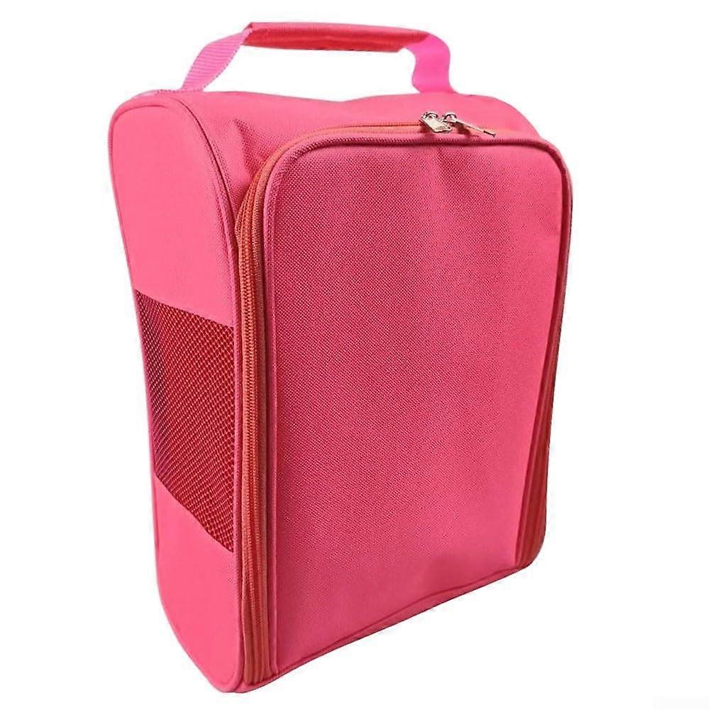 Golf shoe bag with mesh fabric, portable carry bag for men and women, ventilated storage with double zipper, comfortable strap, most sizes Rose