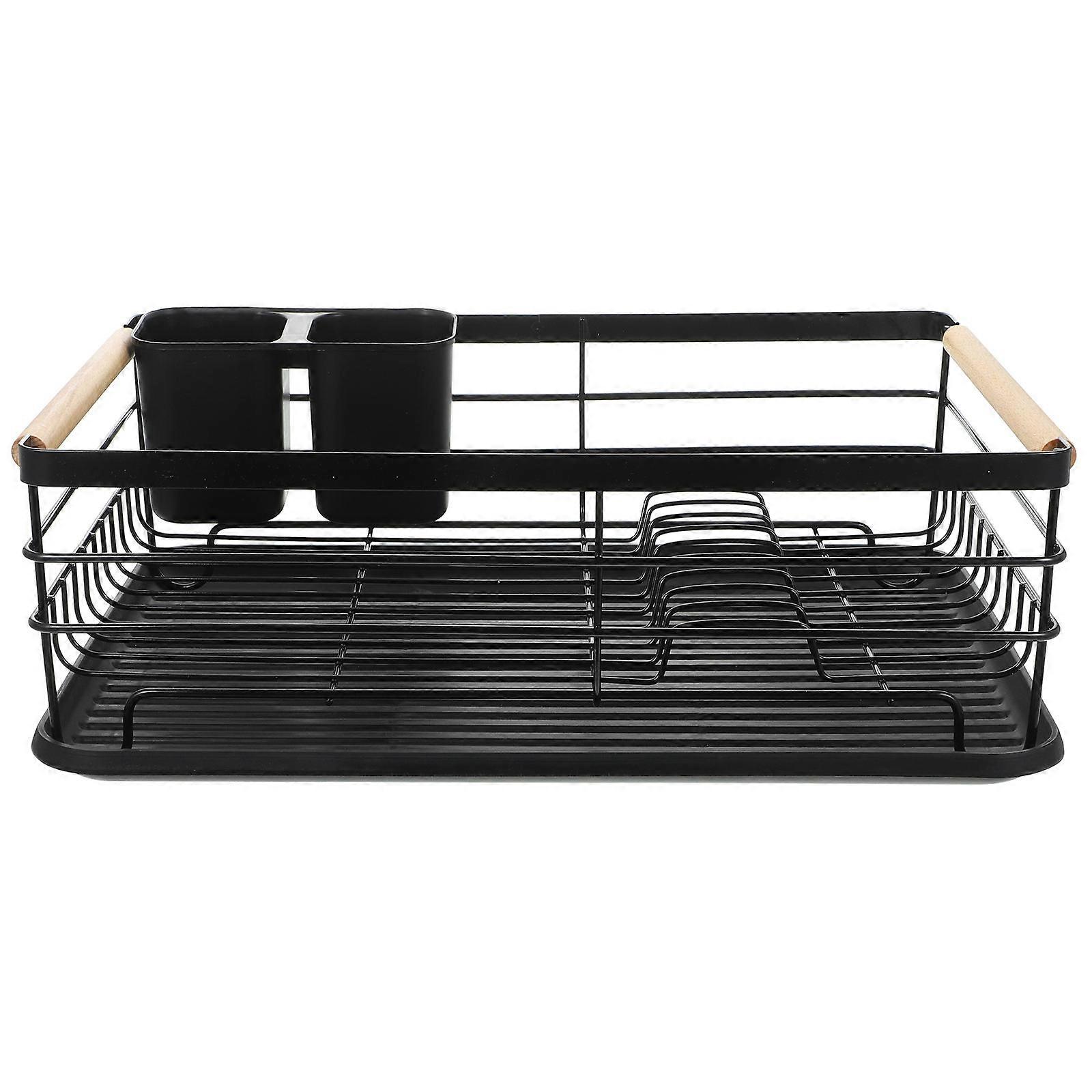 Dish Drying Racks Utensils Drying Rack Kitchen 43X30.5X14CM Black PP Storage 1Pack