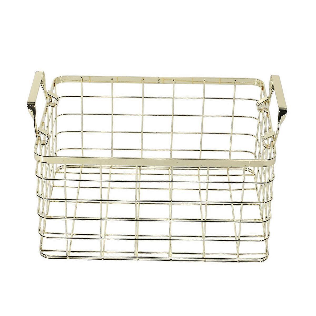 Metal Storage Basket Nordic Handmade Iron Net Table Basket -Gold