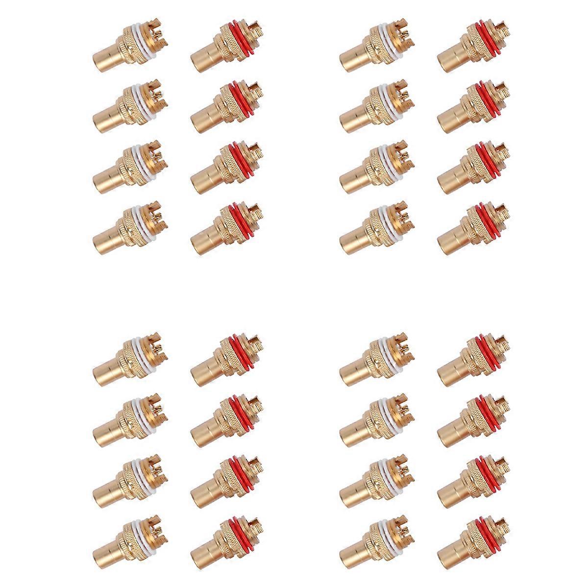 8pcs Red+White Female Socket Copper Plug Amp HiFi