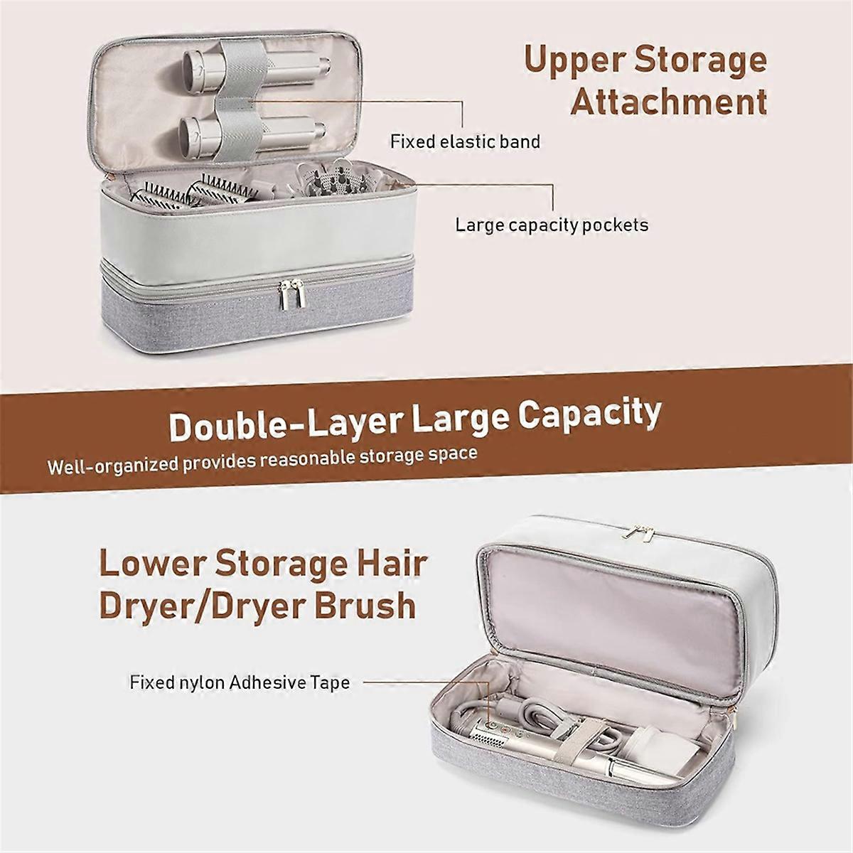 Travel Carrying Case for / Flex Style Storage Bag Double Layer Hair Dryer Attachment Organizer