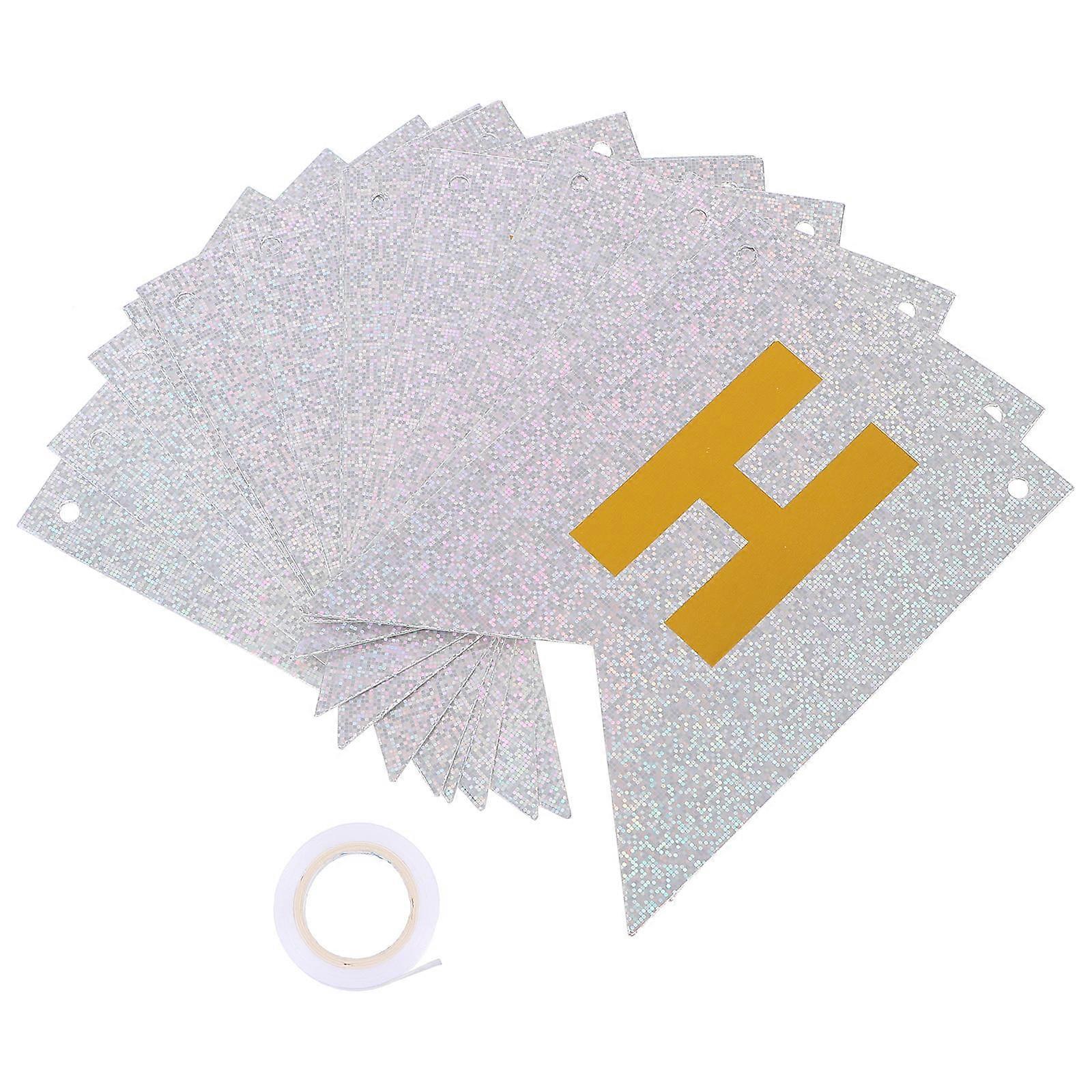 Gold Stamping Happy Birthday Pull Flag Banner Vibrant Party Ornament for Eye Catching Wall, Window & Yard Decor