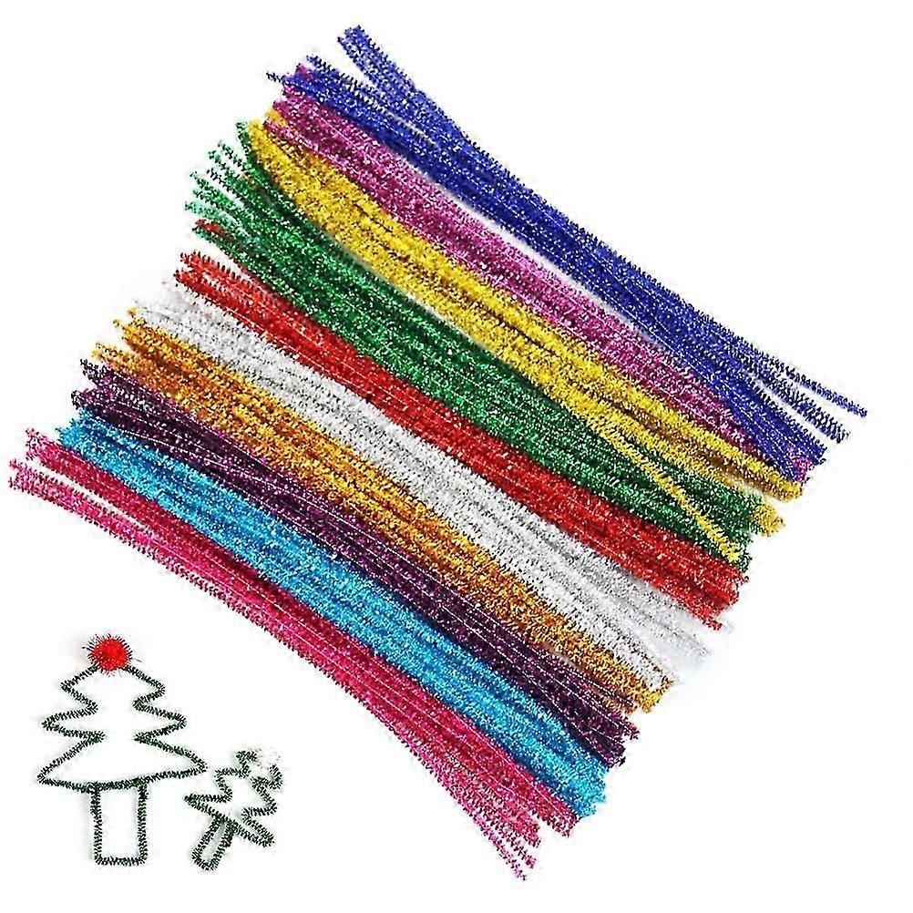 200Pcs Multicolor Glitter Creative Art Stem Bendable Sticks Flexible Straw Stem Bar Set for Kids (Random Color)