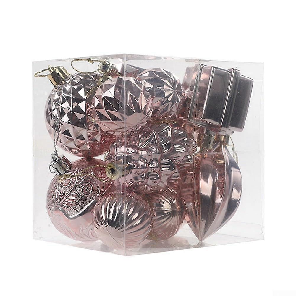 Chic Christmas tree ornaments with galvanized pinecone balls, complete set of 12 ornaments (Pink)