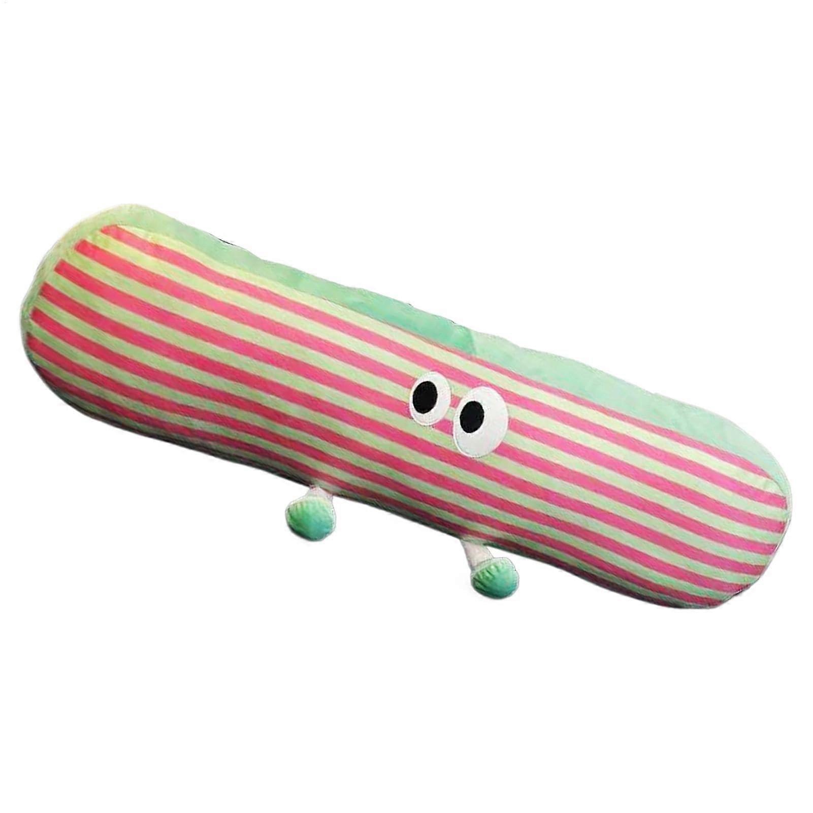 Long Body Pillow for Bed, Soft 35.43 Inch Cartoon Striped Neck Roll Pillow, Comfortable Cushy Support for Side Sleepers