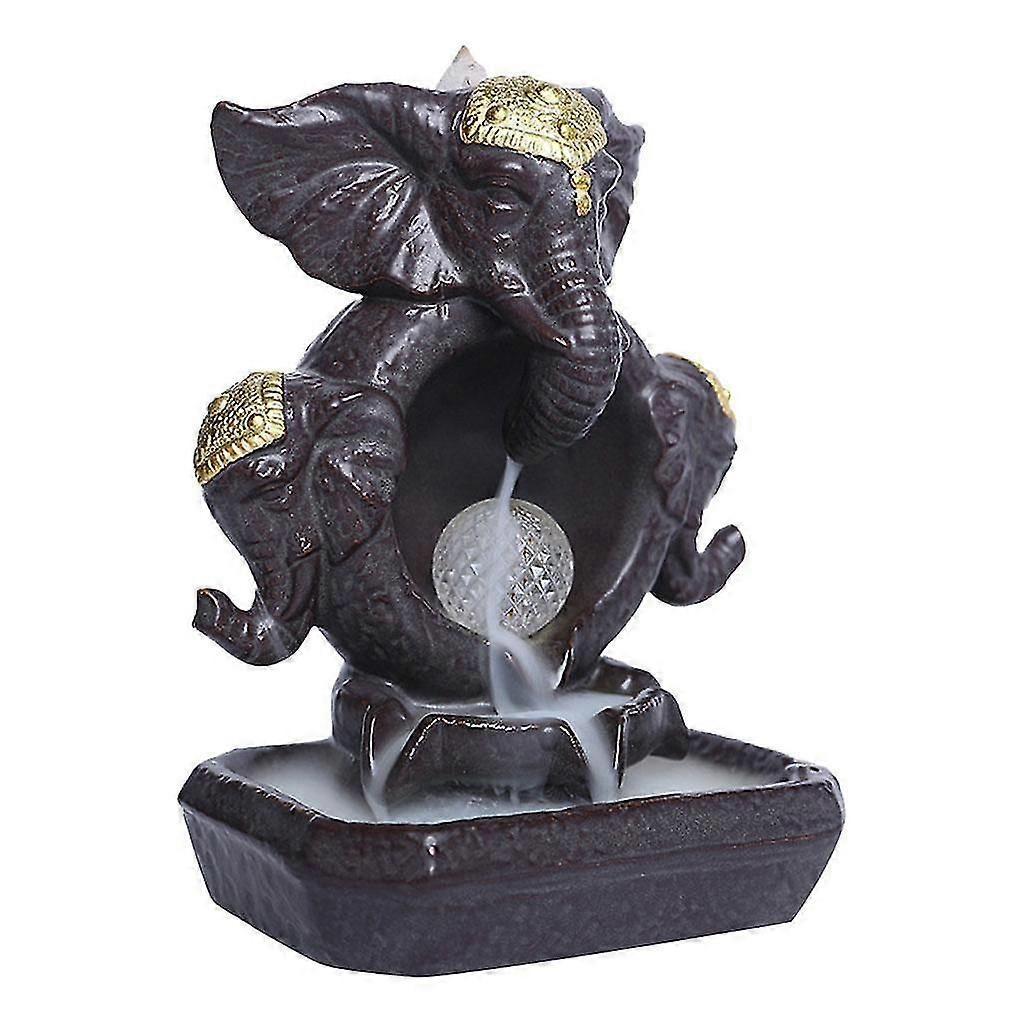 Backflow Elephant Incense Burner Waterfall Incense Cone Holder Yoga Decor