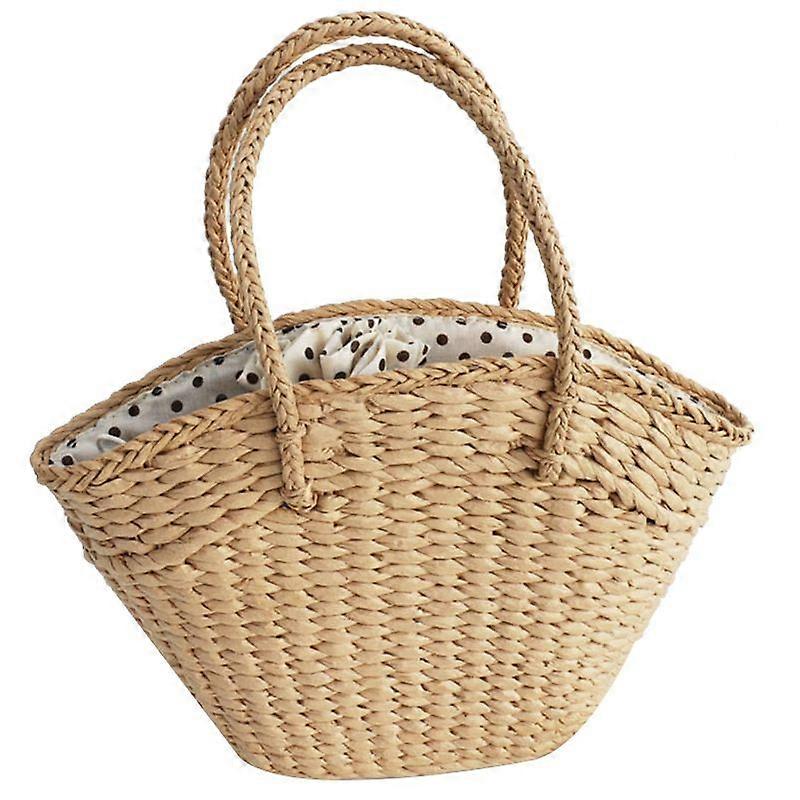 Women's Wicker Woven Shoulder Bag Straw Large-Capacity Portable Dot A