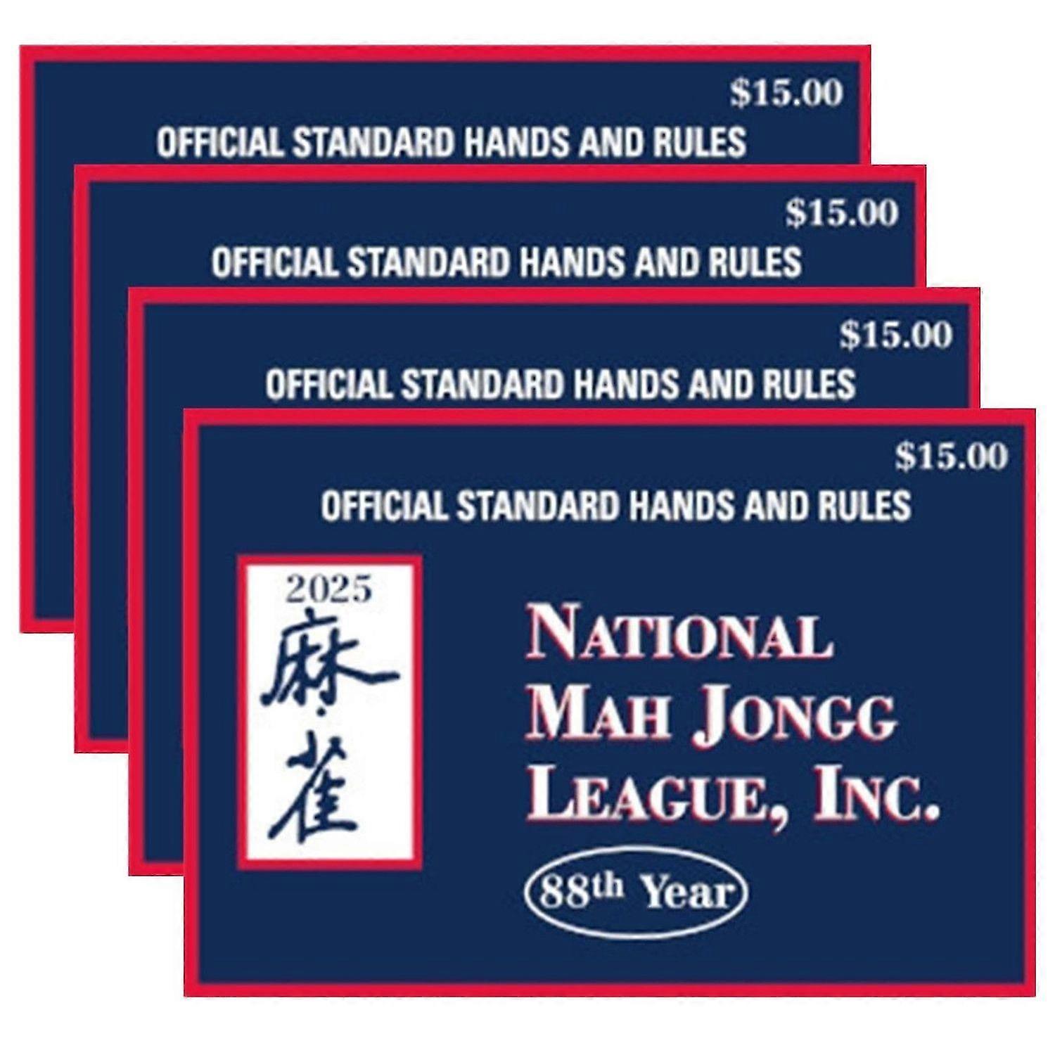 2025 National Mah Jongg League Cards, 4Pcs Mahjong Cards Large Size, Official Standard Hands and Rules