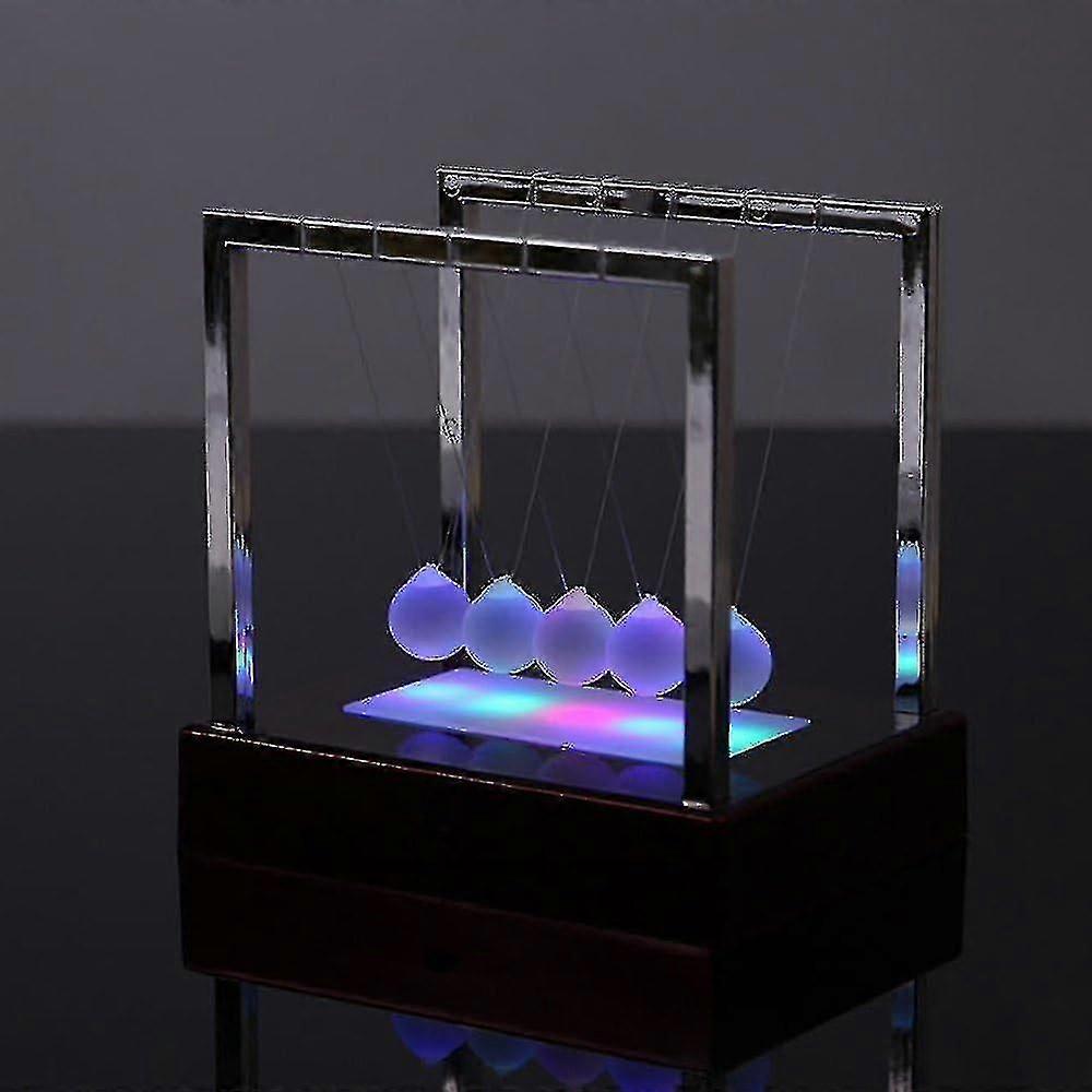 Newton's Cradle Pendulum, Newton's Laws With Swinging Balls, Colorful Led Light Physics Science Toy