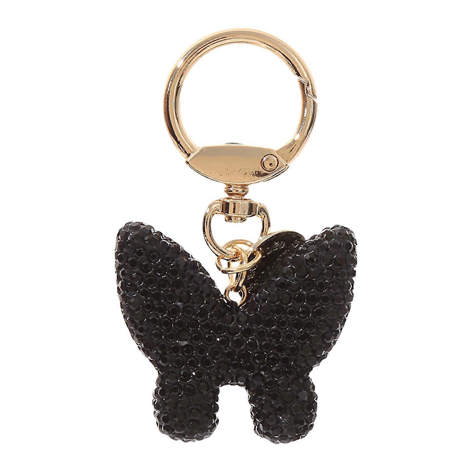 Stylish Butterfly Keychain with Rhinestones, Portable Black Accessory for Keys or Bags, Vibrant Color Design