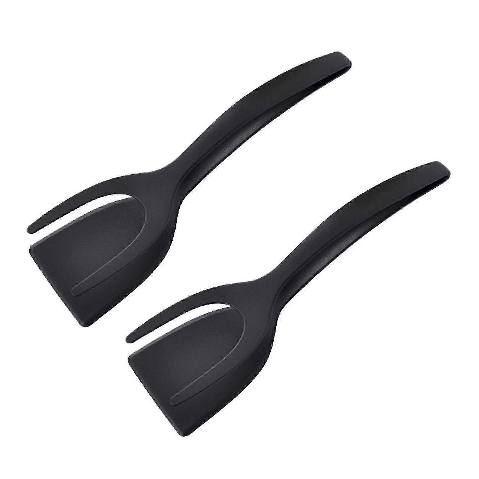 2Pcs Cooking Spatula 2-in-1 Silicone Tong Versatile Fried Fish Tool for Home Kit