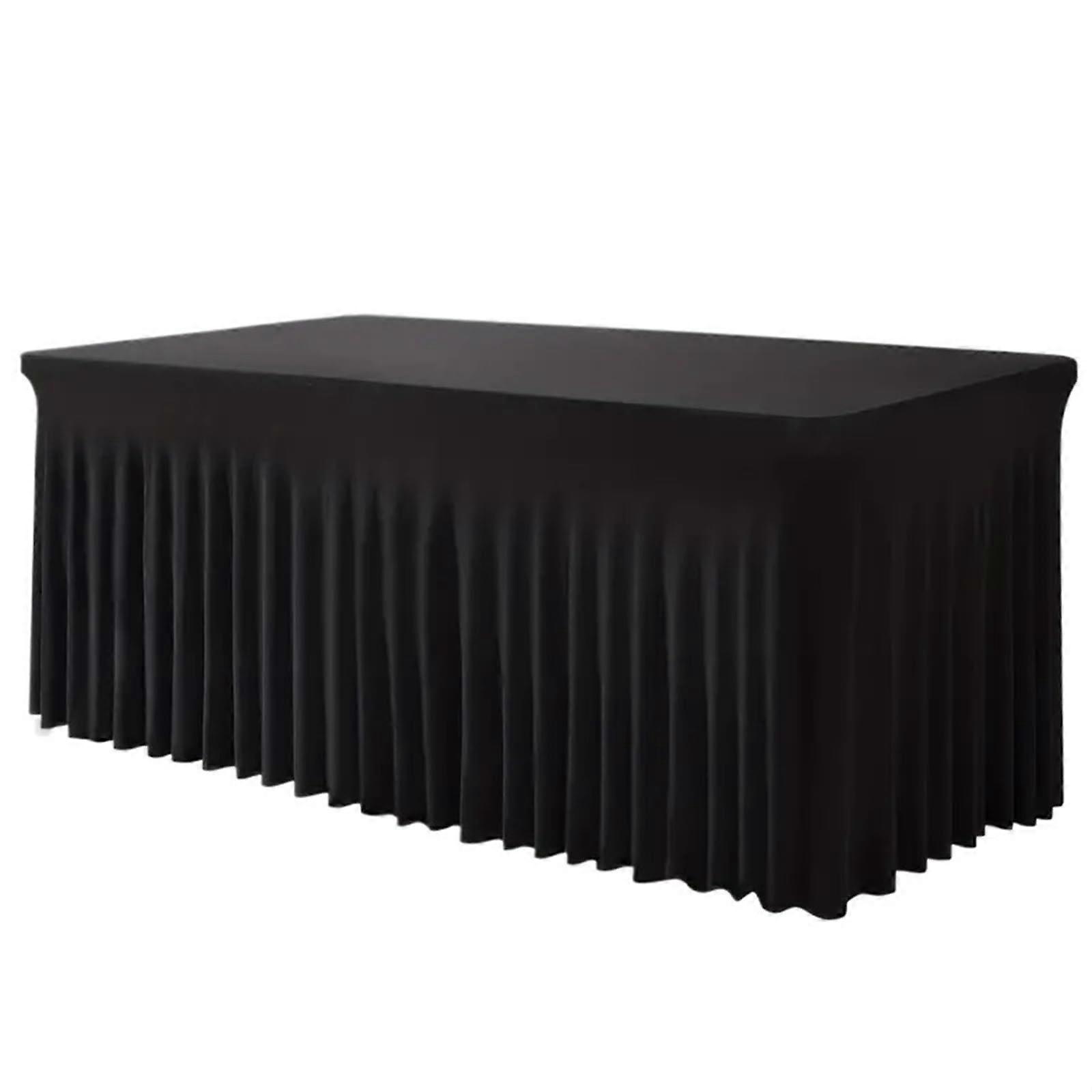 Party Table Skirts Rectangular, Polyester, Black for 6Foot Tables (Black) 182x76cm