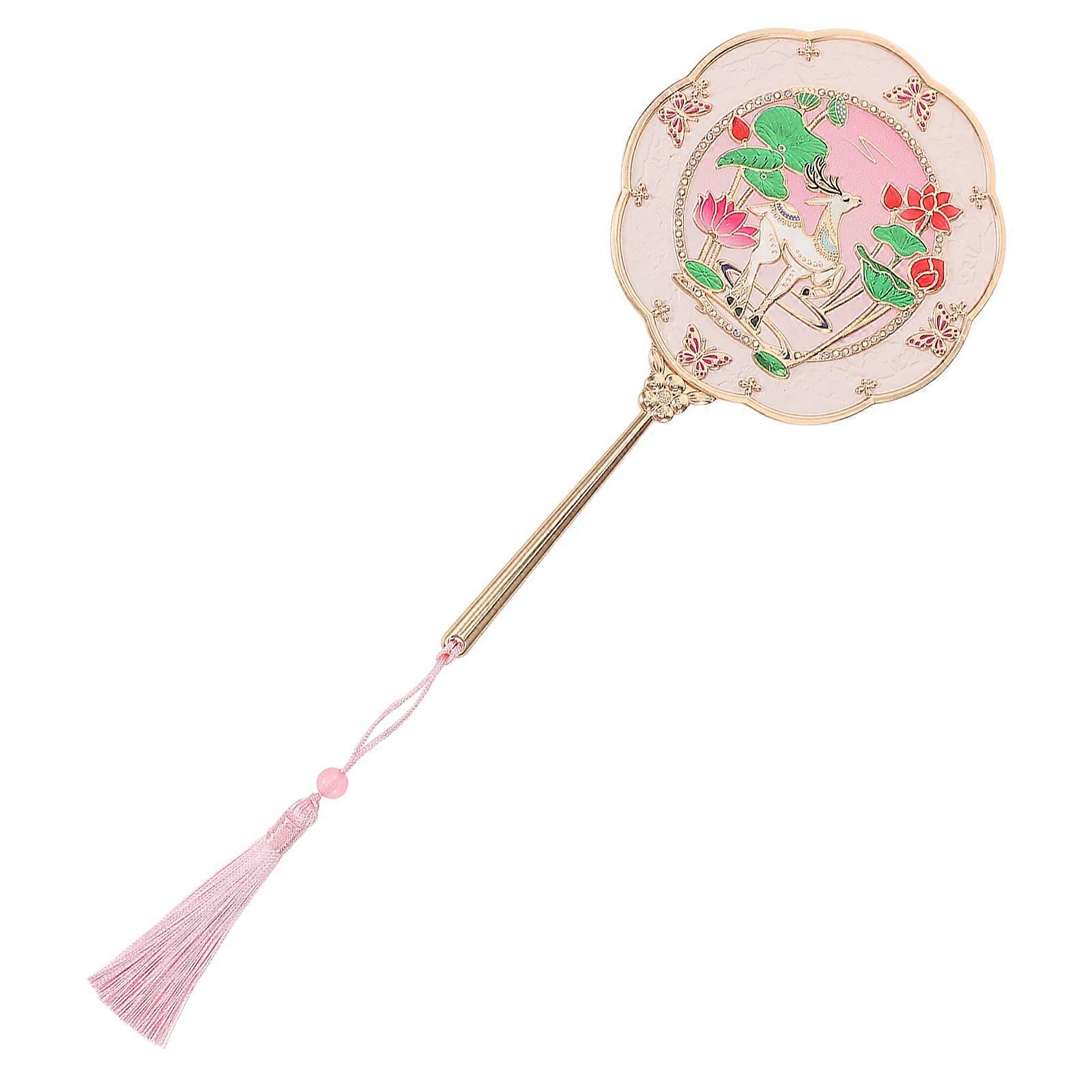 Retro Hand Mirror Round Zinc Alloy Glass Makeup Touch-Ups Daily Use present Giving 1Set