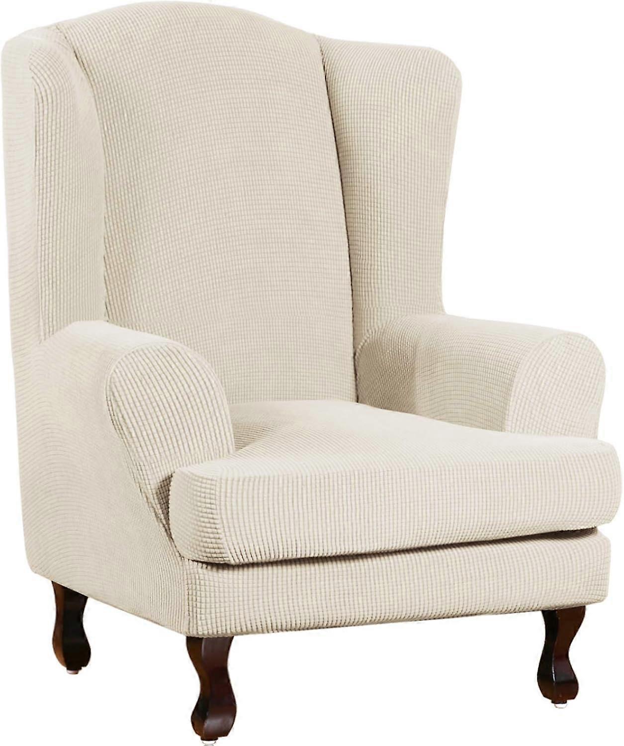 Copripoltrona Wingback 2 pezzi Copripoltrona Wingback elasticizzati Biscotti Beige-Poltrona Wingback