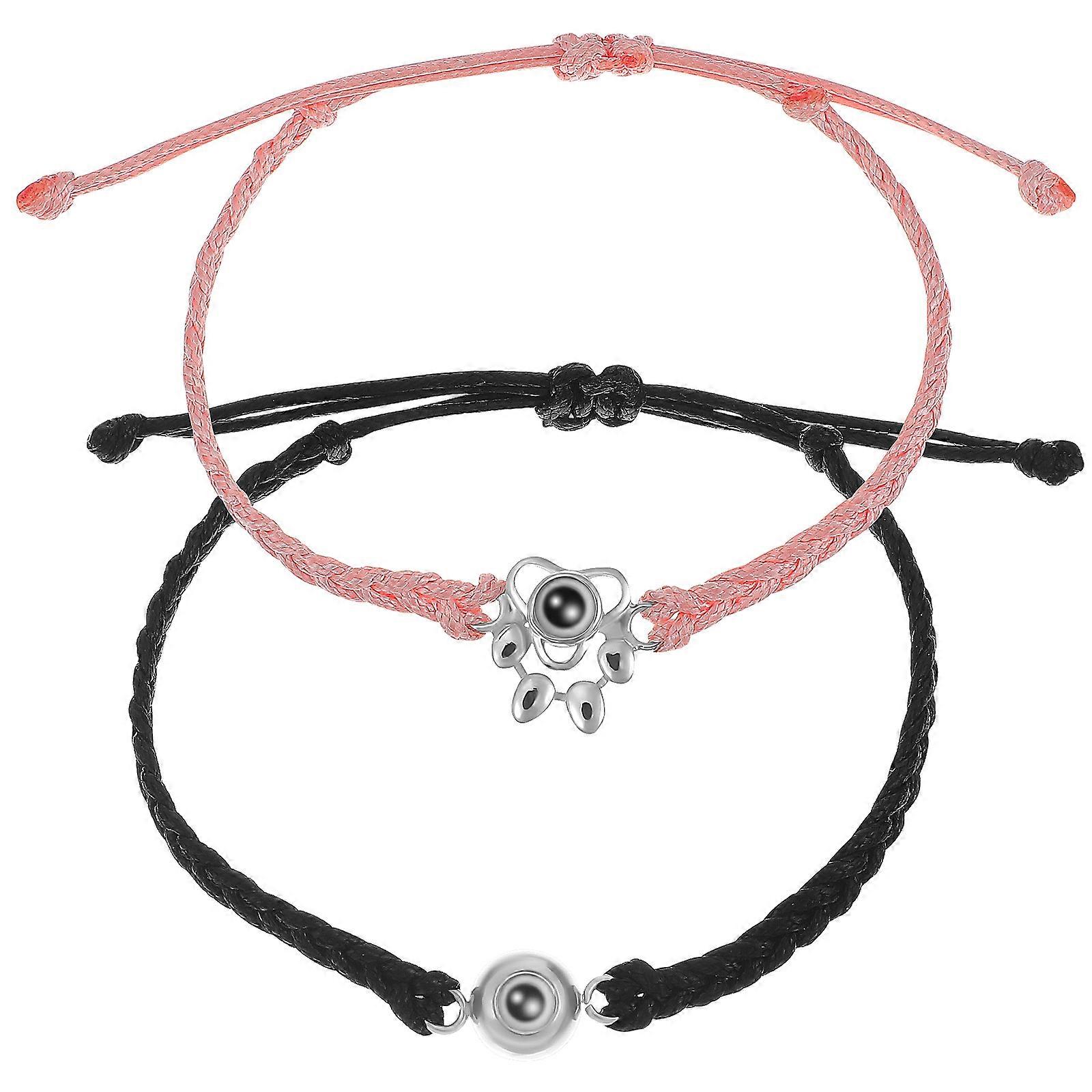 Friend Bracelet Woven String Bracelets for Women Men Jewelry Presents for Valentine's Day 2Pcs
