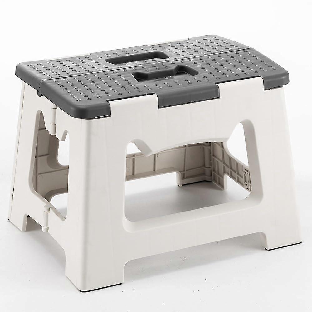 Step Stool Foldable, 9'' Folding Step Stool, Letvægts lille sammenklappelig Step Stool med håndtag, (grå)