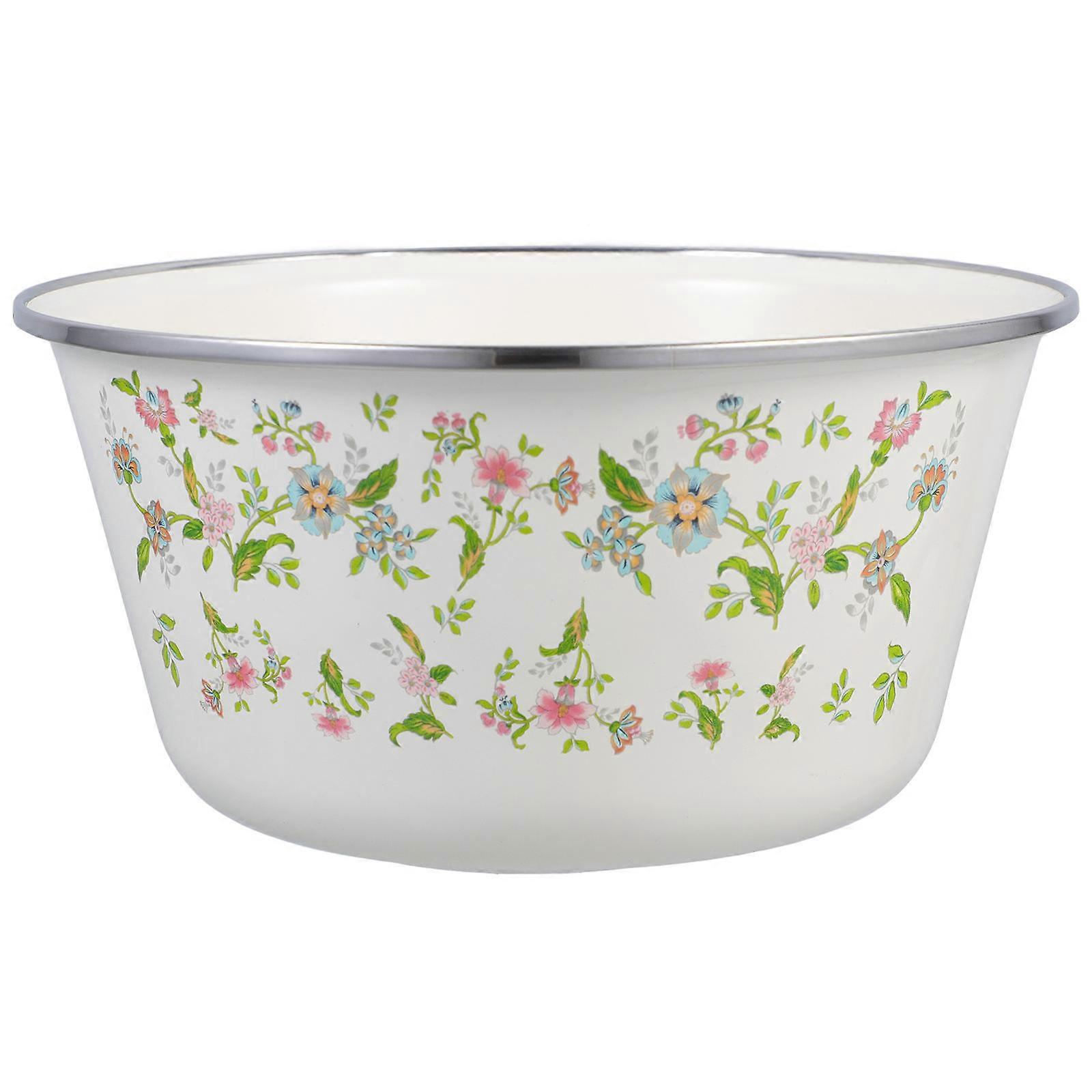 Retro Enamel Basin Large Enamel Bowl Daily Use Egg Beating Bowl 18cm Multi 1Pcs