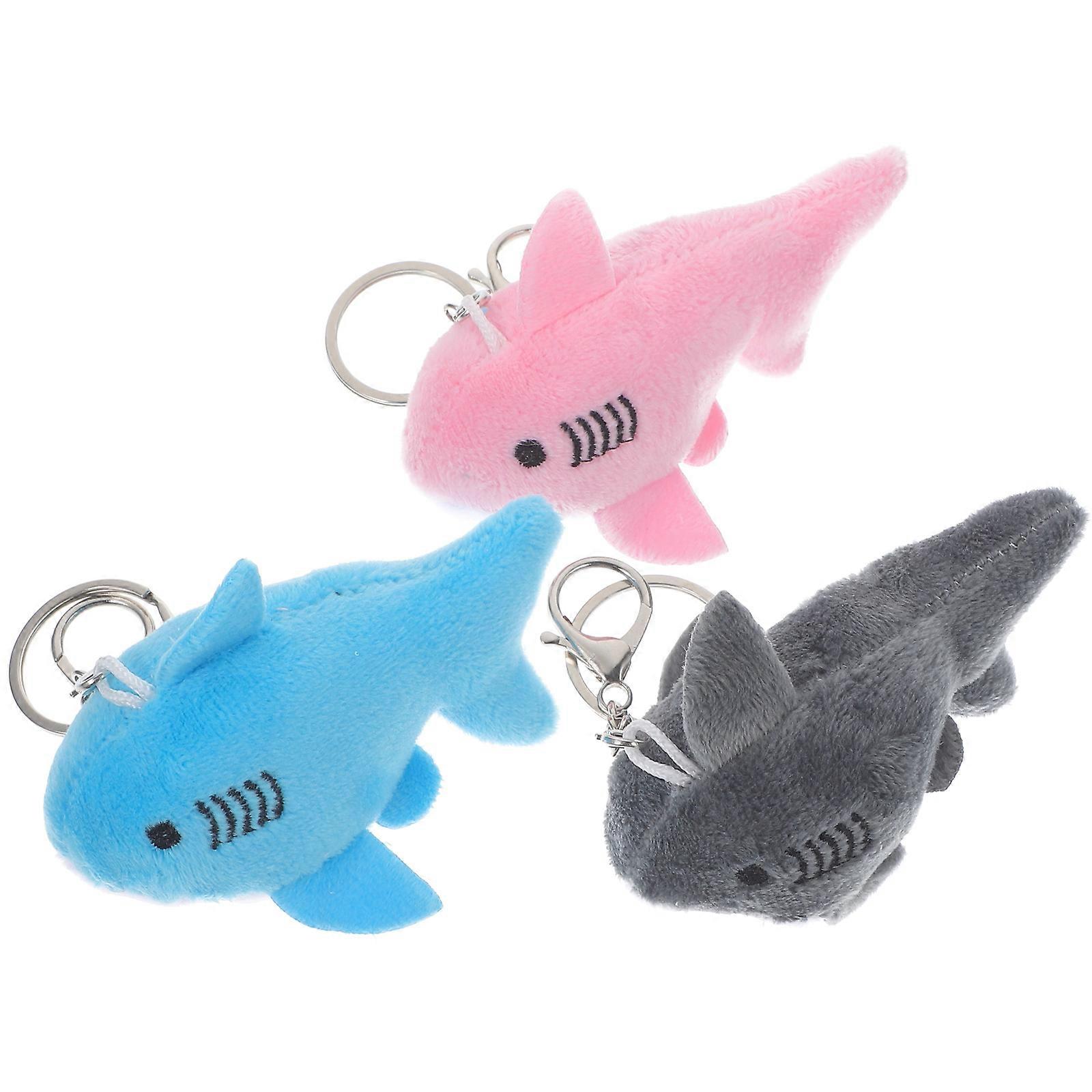3pcs Soft Plush Shark Keychain Cartoon Ocean Theme Hanging Charm Stuffed Animal Durable Design for Birthdays Valentine's Day and More