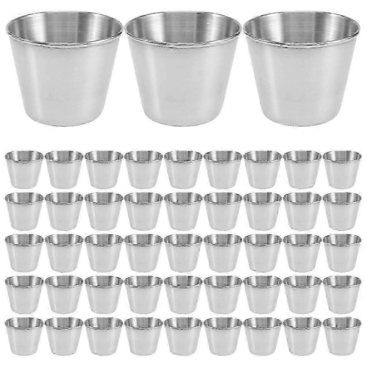 48 Packs 1.5oz/45ml Condiment Sauce Cups Stainless Steel Dipping Sauce Cups Reusable Condiment Dishes js