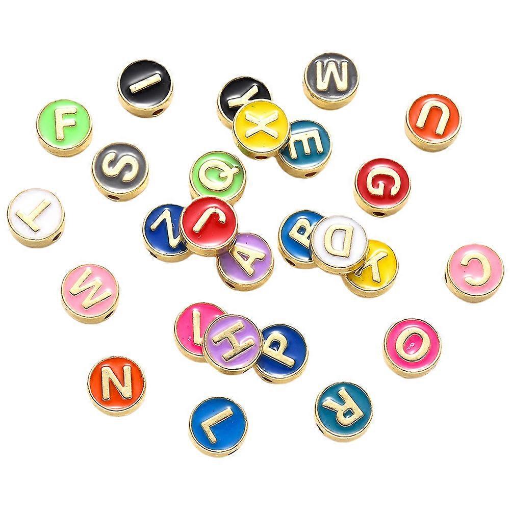 Beads For Jewelry Making Diy Letter Beads Colorful English Alphabet Alloy Round Edges Spacer Bead Set 26Pcs