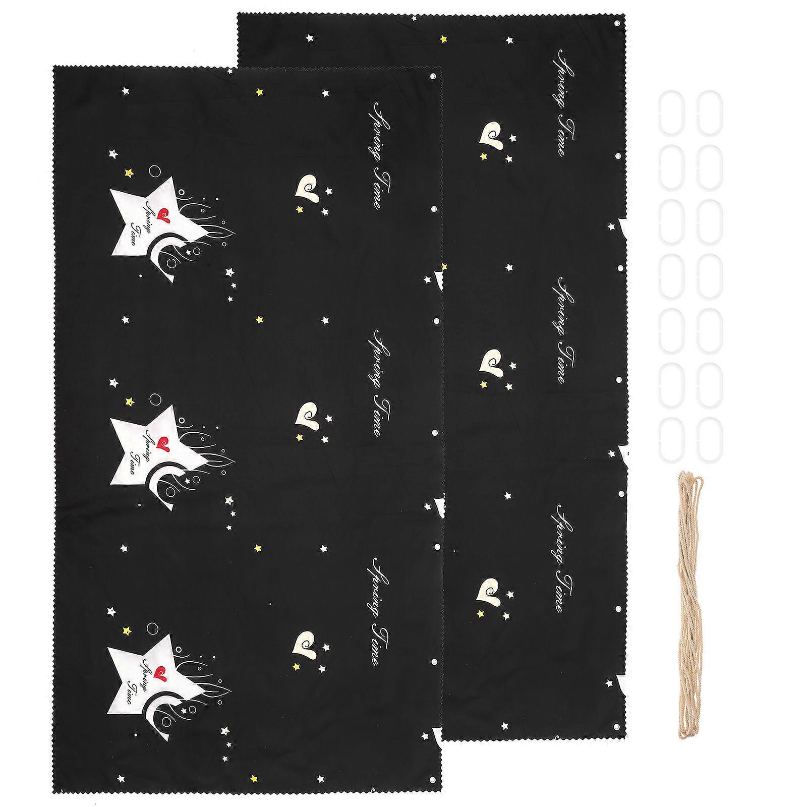 Blackout Curtain Light Blocking Curtains Living Room Decoration Rectangular Shape Plastic 2Pcs