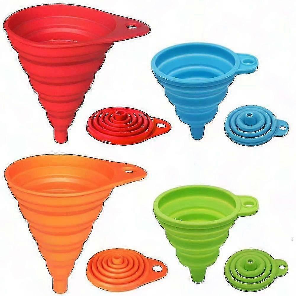 Silicone Kitchen Funnel Set - 4 Pack for Cooking & Baking Needs