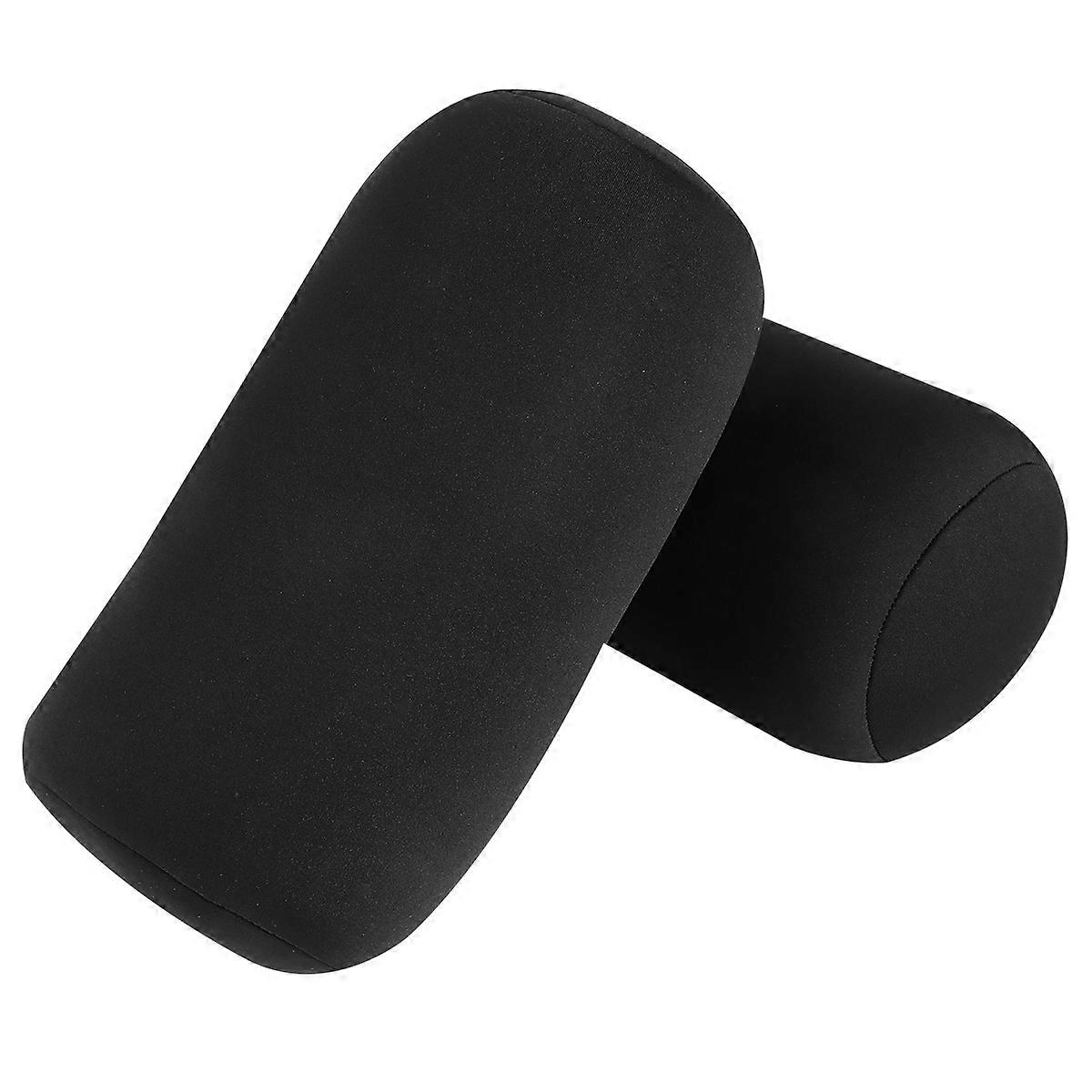 Black Neck Pillow Cylinder Stuffed Pillow for Sleep Use 2Pcs
