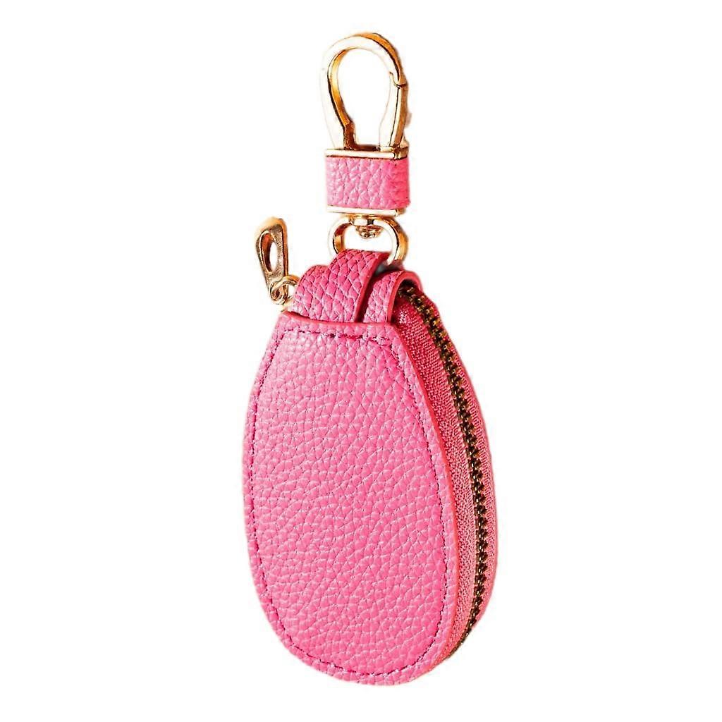 Mini Car Key Wallet for Women and Couples, Portable Zipper Key Storage in Plain Rose Red, Compact Design for Easy Carry
