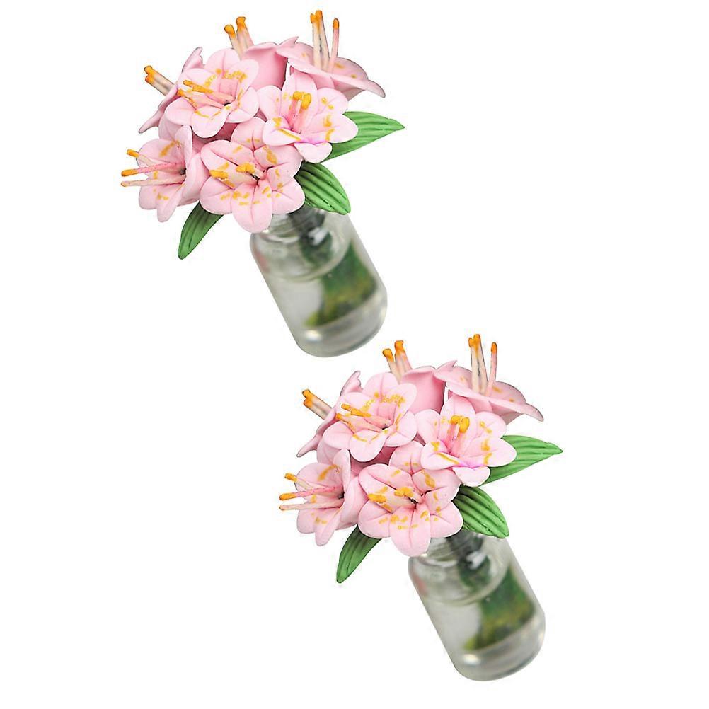 Mini Succulent Flowerpot Artificial Mini Potted Plants Miniature Bonsai Pots Garden Landscape Decor Lifelike 2Pcs