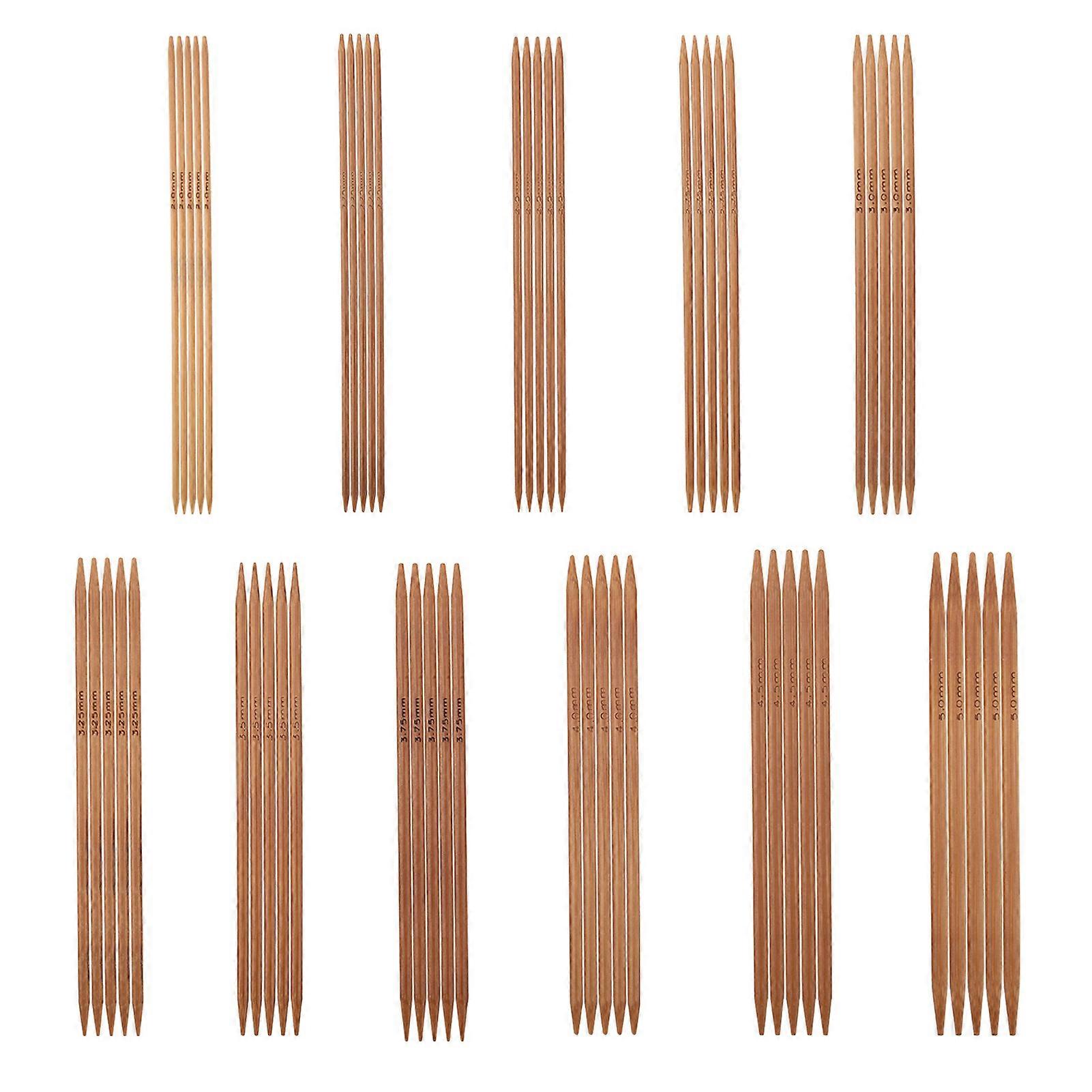 Set of 11 Bamboo Double Pointed Knitting Needles Set 11 Sizes (5.1in/13cm)