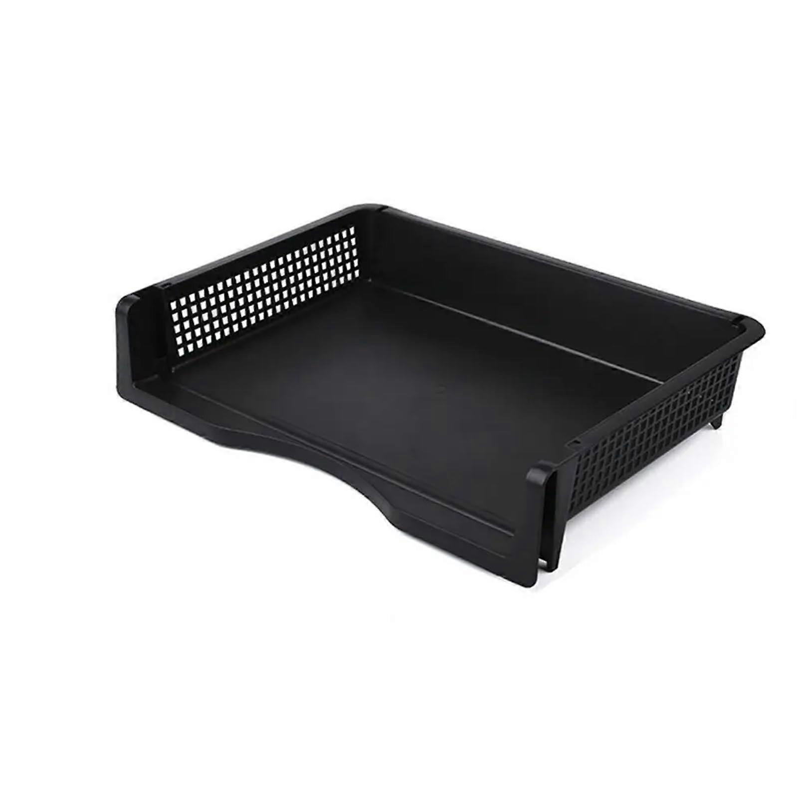 Briefablage Aktenbox A4 Document Organizer for Desk, Stackable Laminated Plastic Paper Tray, Large Office Storage in Black