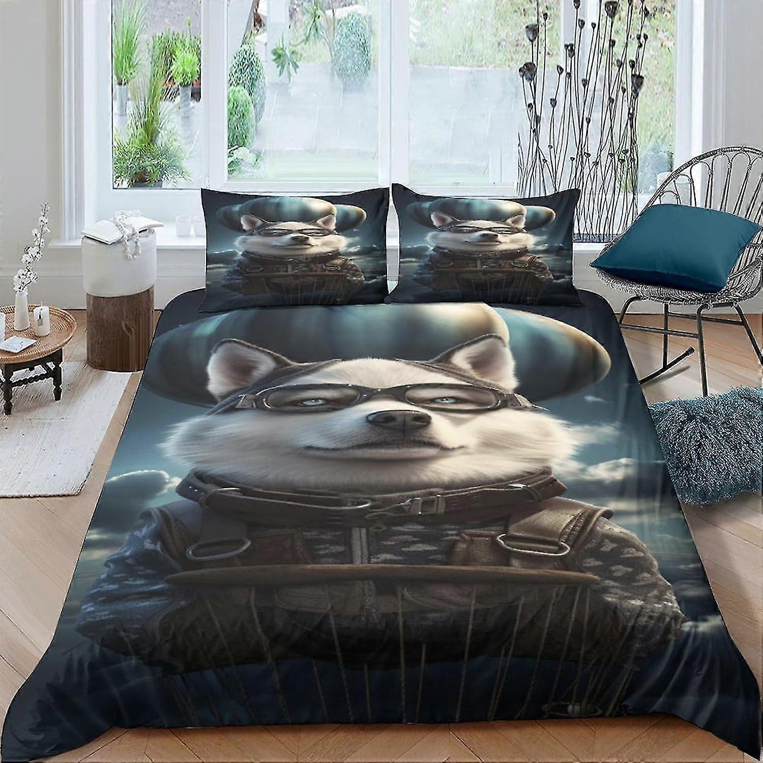 Capa de edredom para cão animal Conjunto de 3 peças Conjunto de cama padrão de um lado Capa de colcha de microfibra leve e macia com fecho de zíper duplo