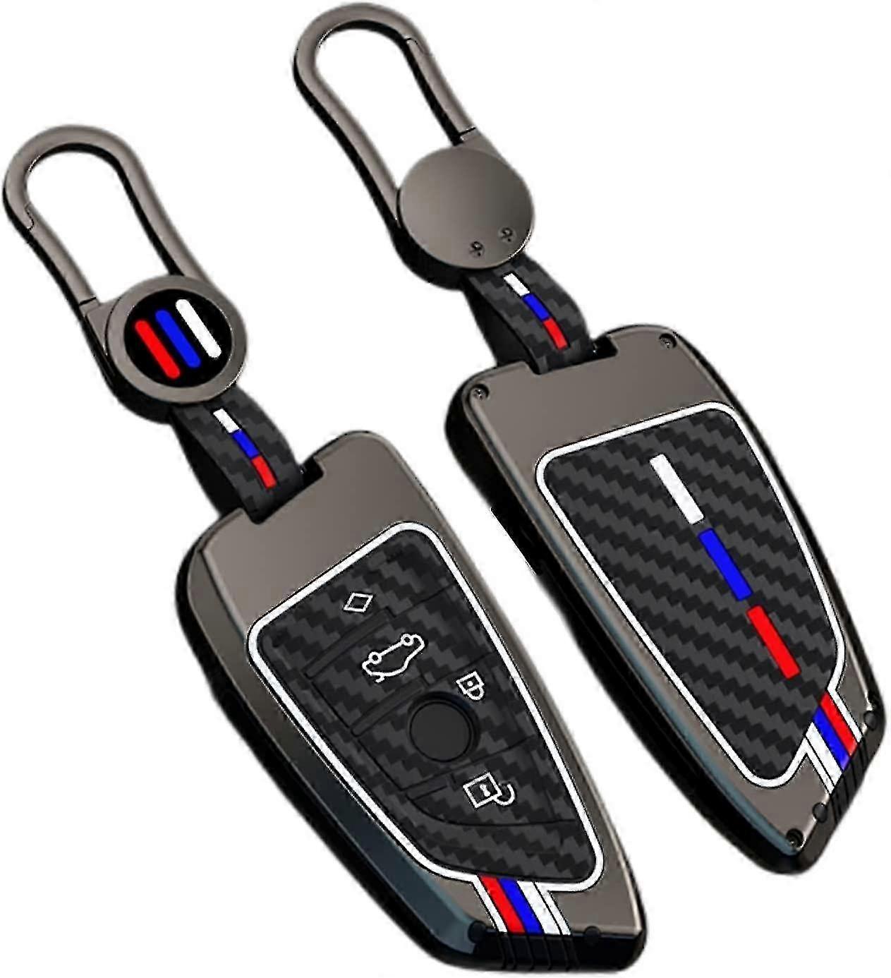 Carbon Fiber Key Fob Cover Case Metal Shell Compatible For Bmw ii 5 6 7 X1 X2 X3 X5 X6 X7 Series