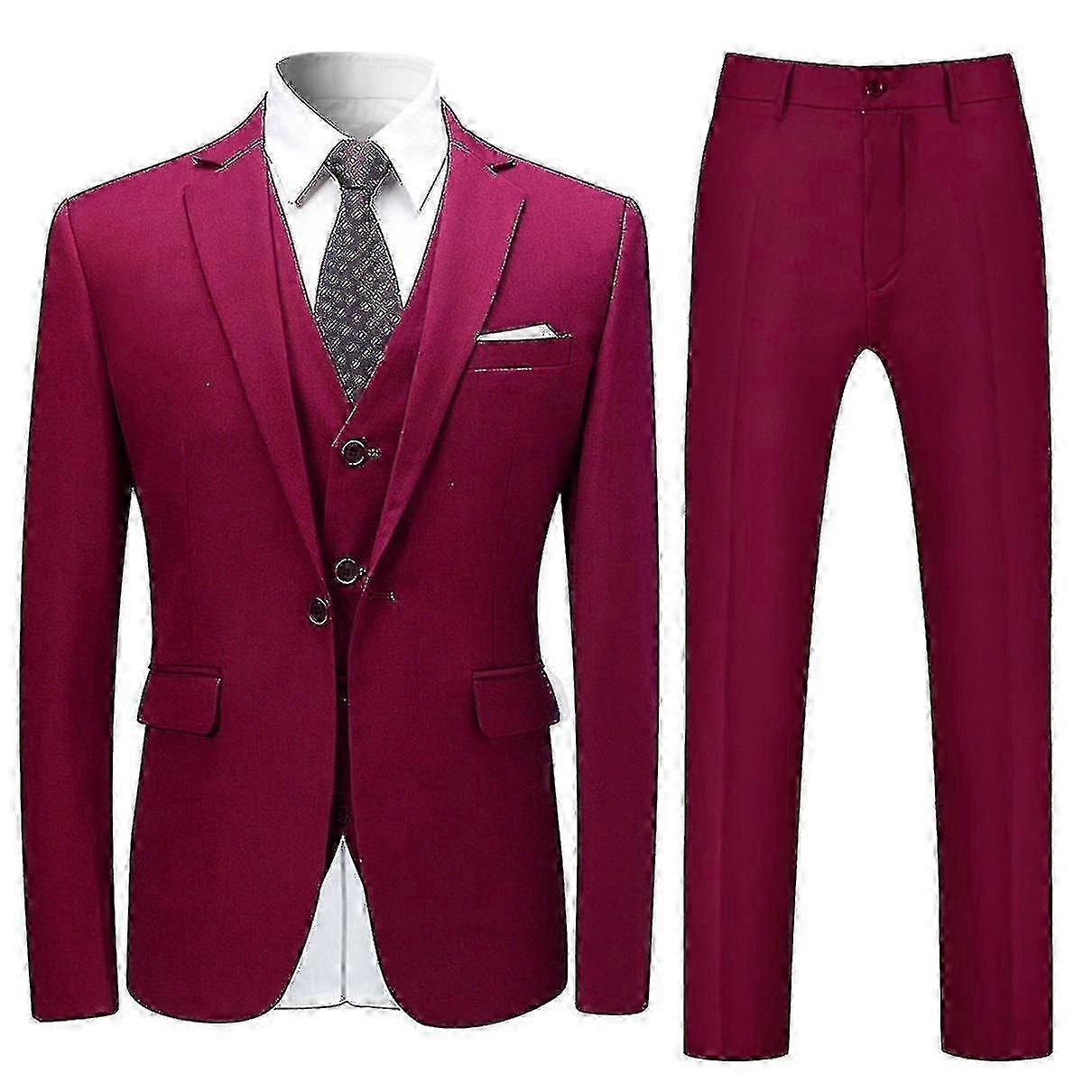 メンズスーツ 3点セット スーツ スリム フォーシーズンズ スーツ ジャケット&パンツ&ベスト 12色